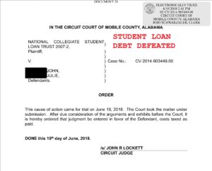 An example of a debt we beat in court.